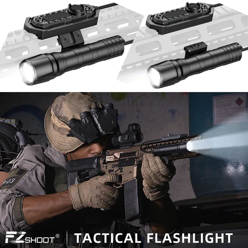 

EZshoot 1800 Lumens Tactical Rifle Light Remote Pressure Switch Picatinny Rail or M Rail IPX7 Waterproof Strobe Mode For Hunting