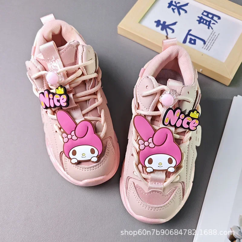 

Sweet My Melody Anime Kawaii Sanrio Children Sports Shoes Cute Hello kitty Ins Casual Soft Sneakers Fashion Gifts for Kids