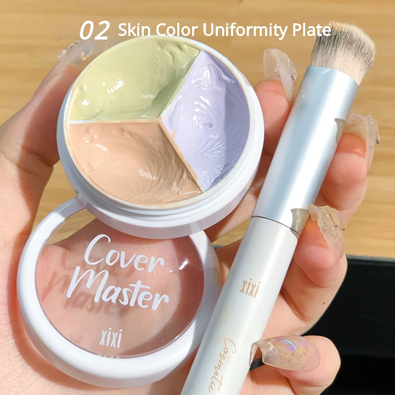 Cover Dark Circles Acne Pores Cream Concealer Palette Foundation Cream 3-Color Full Coverage Face Makeup Base Suit for All Skin