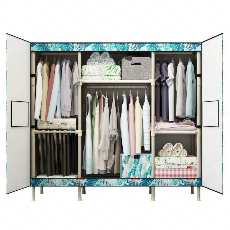 

Easy Assemble Fabric Closet Fabric Steel Frame Wardrobe Simple Modern Economic Assembly Storage Cabinet Home