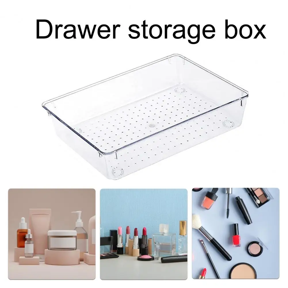 Anti-slip Organizer Transparent Acrylic Drawer Storage Box with Drain Holes Stackable Organizer Trays Multi-use for Makeup