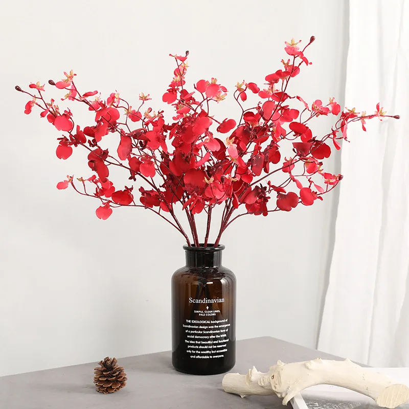 1 Stem Artificial Dancing-Doll Orchid Oncidium hybridum Flower for House Home Wedding Festival Decoration F861
