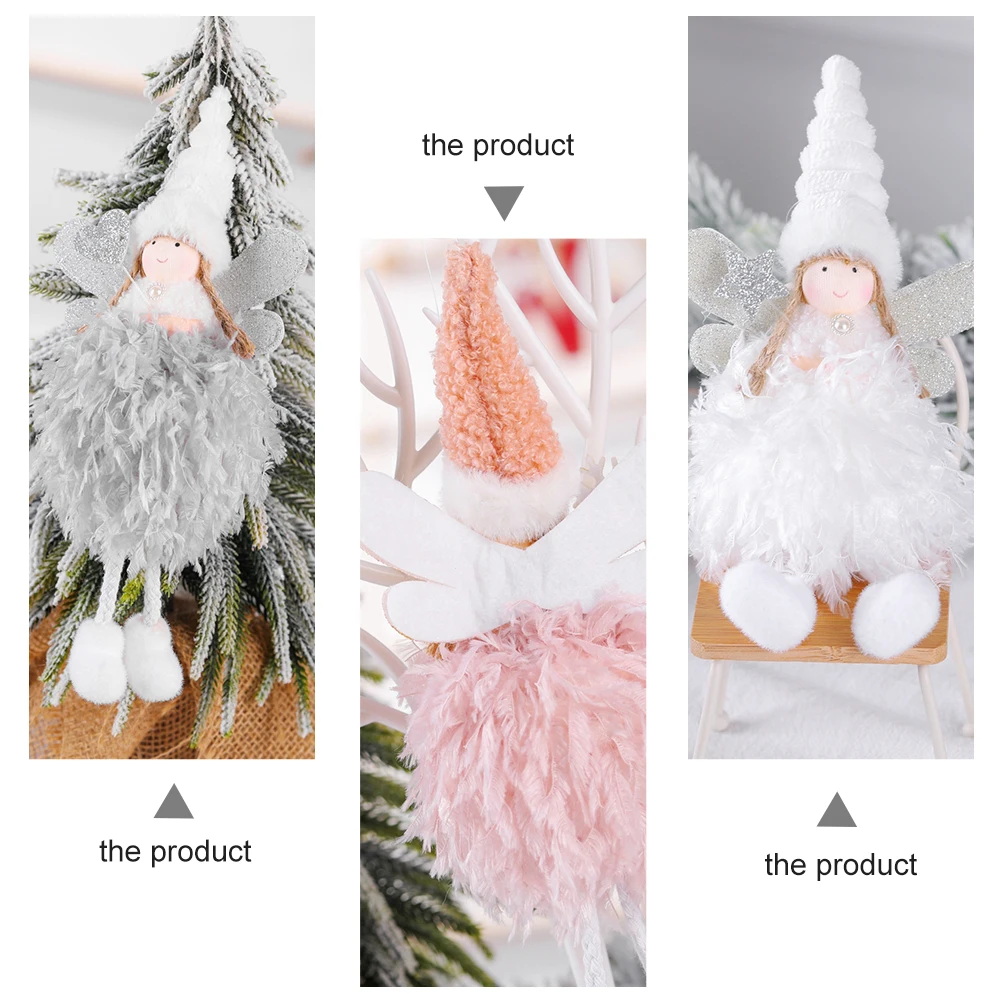

3pcs Angel Christmas Tree Hanging Decor Cloth Pendant For Home Party Yard Porch Decoration Unique Design Festival Gift