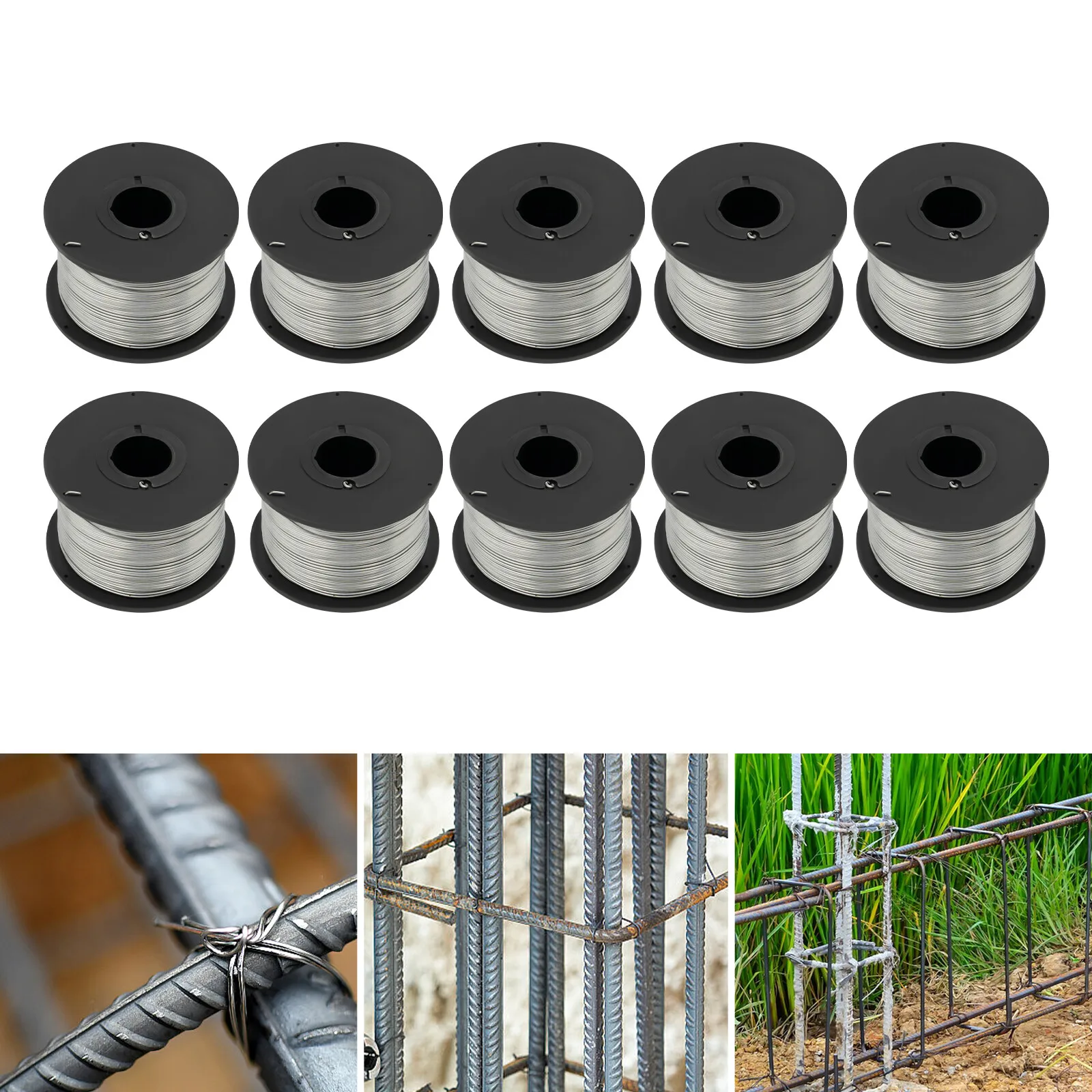 

10 рулонов оцинкованной железной проволоки — 110 м/360,89 фута для комплекта арматуры