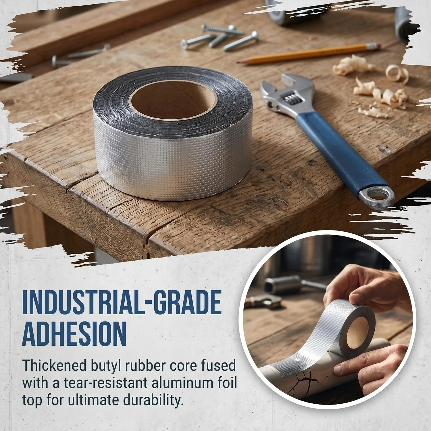 

Aluminum Foil Tape, Butyl Tape Waterproof Trap Tape, Strong Stop Leak Sticker, Sunscreen Roof Crack Repair Self-Adhesive Aluminum Foil,1.0thick5cmwide*3meters