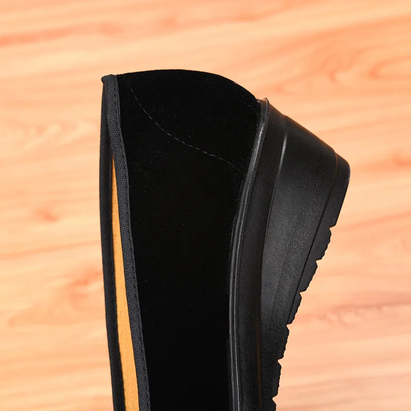 Damen-Slipper aus Samt, mit Keilabsatz, weicher Sohle, rutschfest, bequem, für den Alltag, für ältere Damen, für die Arbeit, für das Büro, Alltagsschuhe. – Detail 1