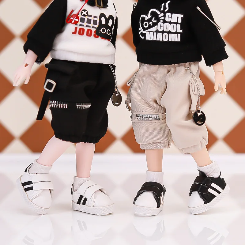 Pair Of 1:12 Doll Low Top Sports Shoes Velcro shell Shoes Suit For Ob11 1/12 Bjd Doll Gsc DOD, YMY Doll Accessories