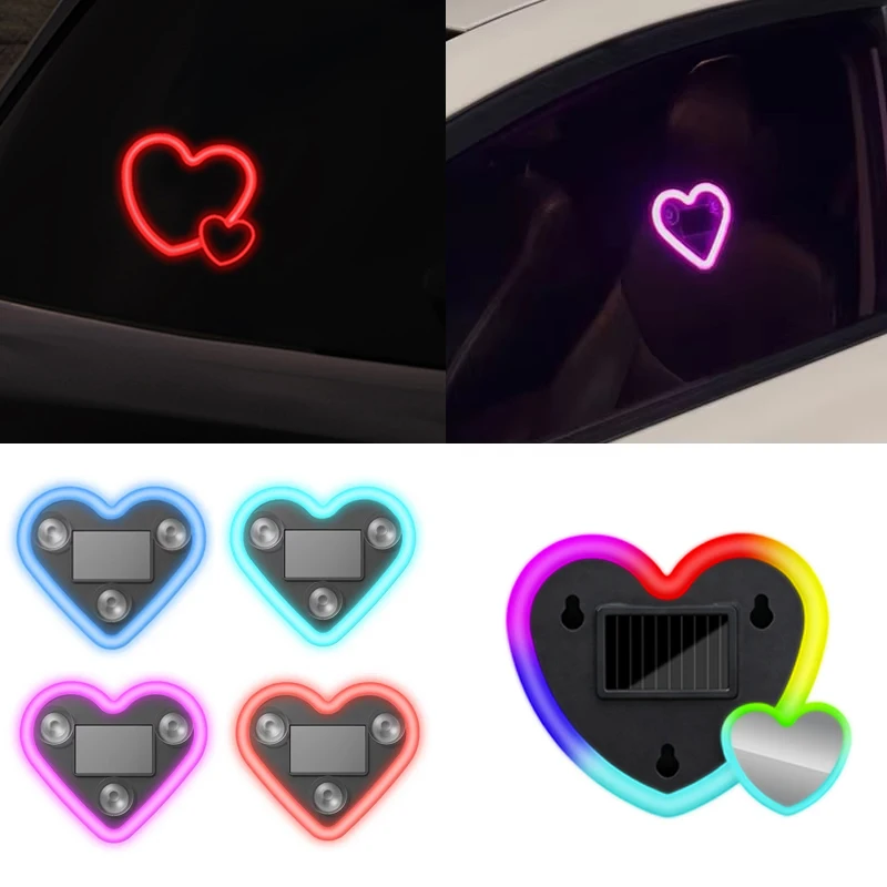 Car Solar Triangle Window Heart-Shaped Light Emitting Heart-Shaped Atmosphere Light Interior Wiring Free Led Atmosphere Light
