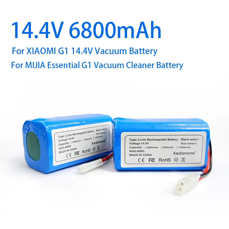 

New 4S1P 18650 14.4V 6800mAh Lithium Ion Rechargeable Battery,For Xiaomi G1 Robot Vacuum Mop Robot Vacuum Cleaner Li-ion Battery