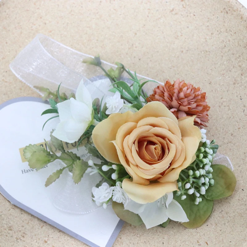 1Pc Mariage Kunstmatige Hand Bloemen Boutonniere Bruidsmeisje Corsage Pols Bloem Bruiloft Accessoires Bruiloft Dansen Decor