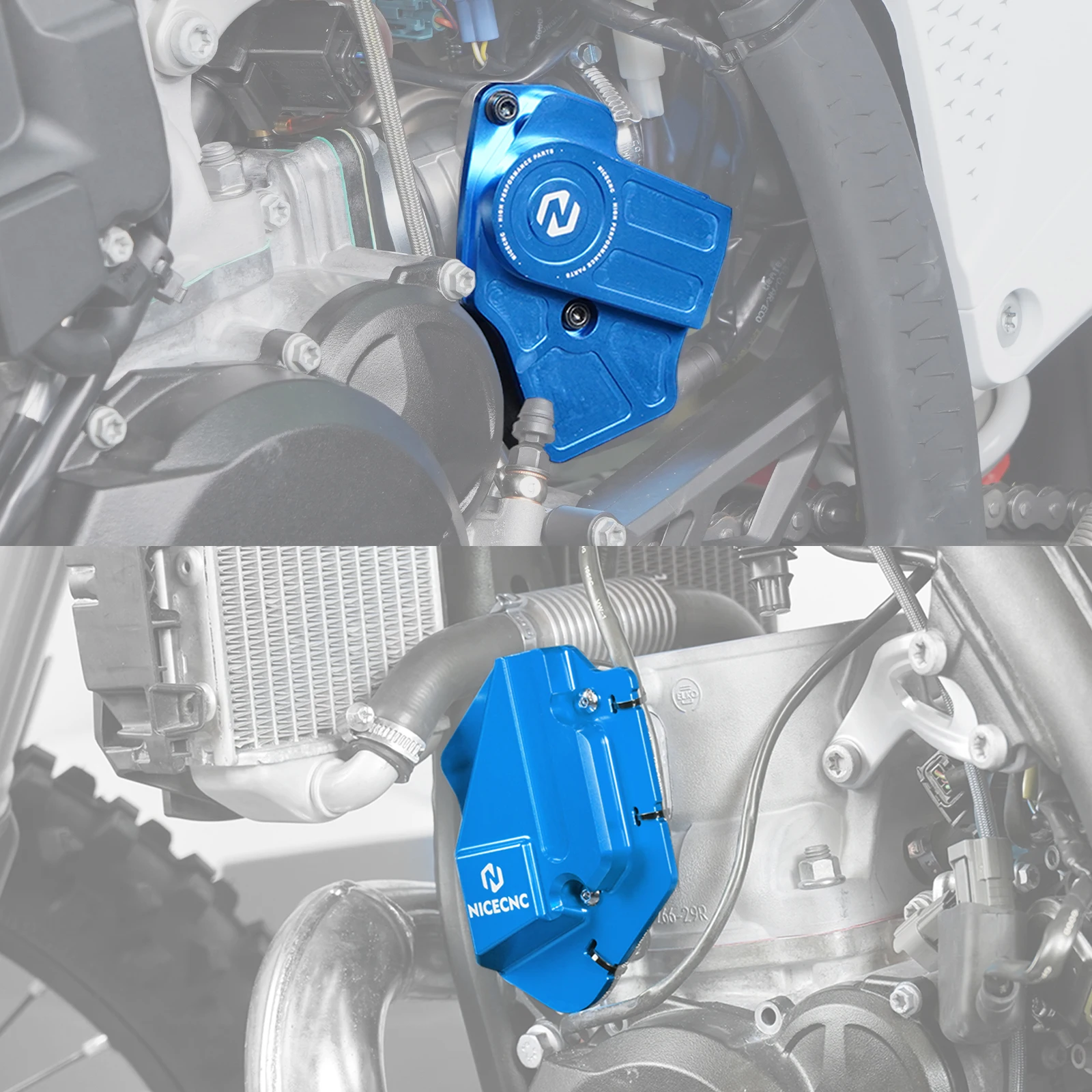 NICECNC TPS Throttle Body Guard & Left Power Valve Cover For Husqvarna TE250 TE300 2024 TC125 TC250 TX300 2023-2024 Aluminum