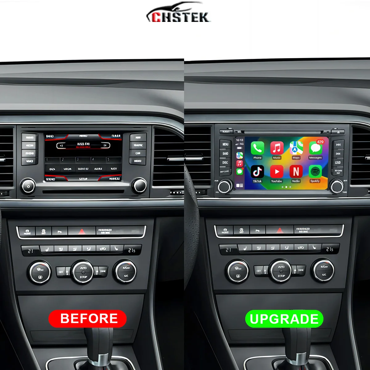 CHSTEK Car Radio Stereo For Seat Leon MK3 5F Ibiza 2012-2020 Wireless Carplay GPS WIFI 4G Bluetooth Android 14 Multimedia Player