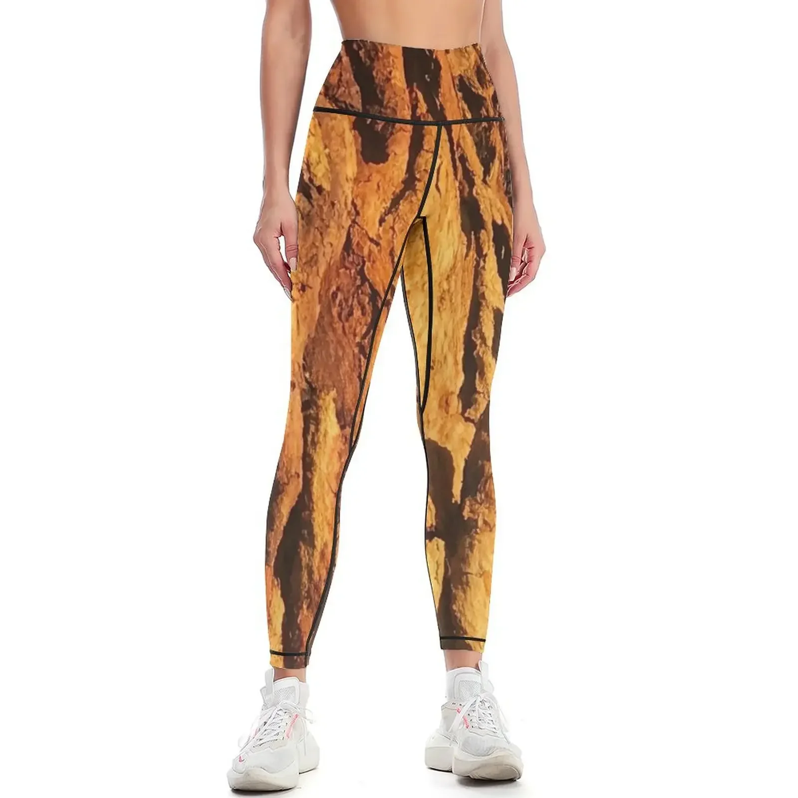 

Textured Tree Bark Close-Up In Morning Sunlight Leggings legging push up Women's sportswear Women sports Womens Leggings