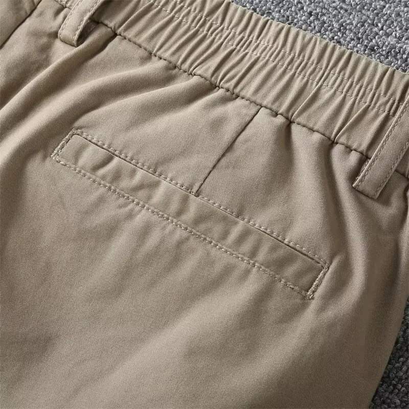 KIDWHXR Herren-Shorts, Sommer, schlicht, einfarbig, hohe Taille, gerade geschnittene Shorts, elastische Taille, lockere Sport-Freizeit-Shorts für Herren – Detail 16