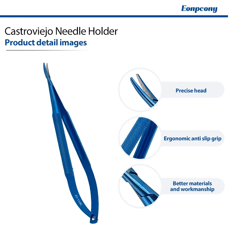 Curved Castroviejo Needle Holder Titanium Alloy Micro Needle Forceps for Ophthalmic Dental Microsurgery InstrumentAlibaba.co...