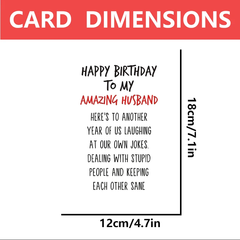 1 pc Funny Happy Birthday Card for Husband, Funny Birthday Gifts from Wife to Amazing Husband.