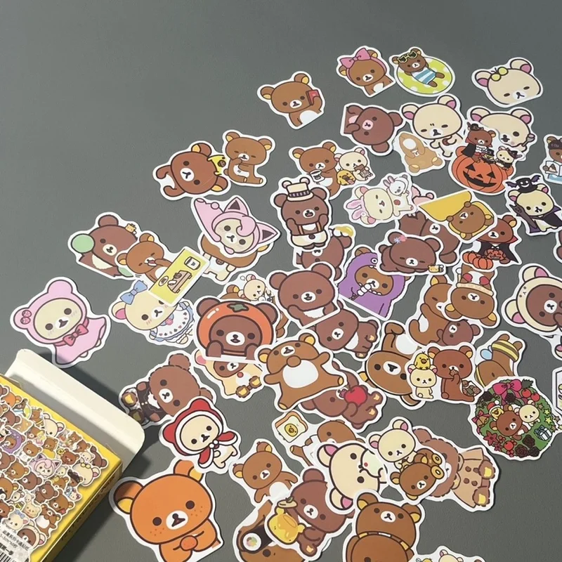 

60Pcs Rilakkuma Cartoon DIY Creativity Periphery Sticker Cute Girl Phone Notebook Journal Waterproof Decoration Sealing Sticker