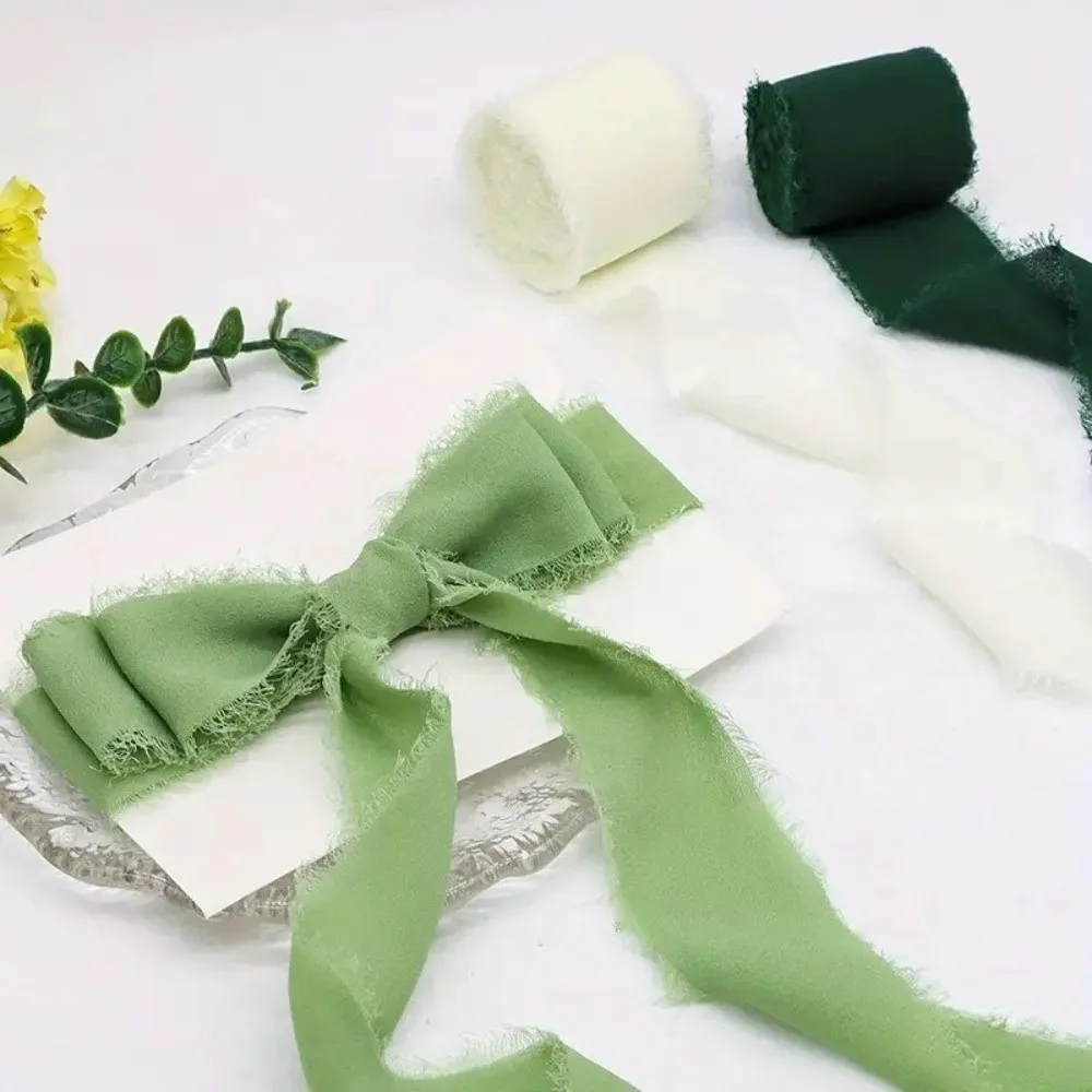 3 Rolls 5m Chiffon Ribbon DIY Craft Handmade Fringe Chiffon Silk Ribbon Multi-functional Light Weight Hairy Chiffon Ribbon