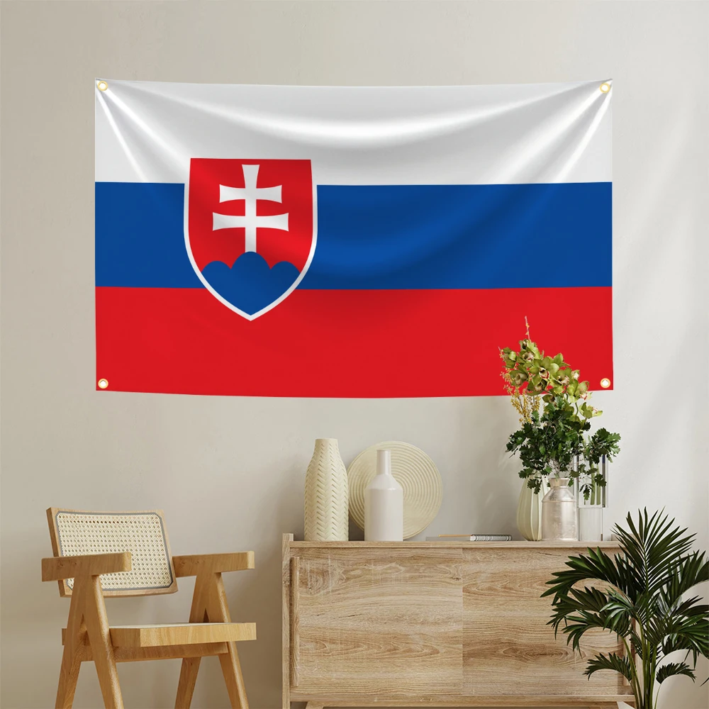 3x5 Ft Slovakia Flag Vivid Color and Fade proof Canvas Slovenská republika National Flags Polyester with Brass Grommets 3 X 5 Ft