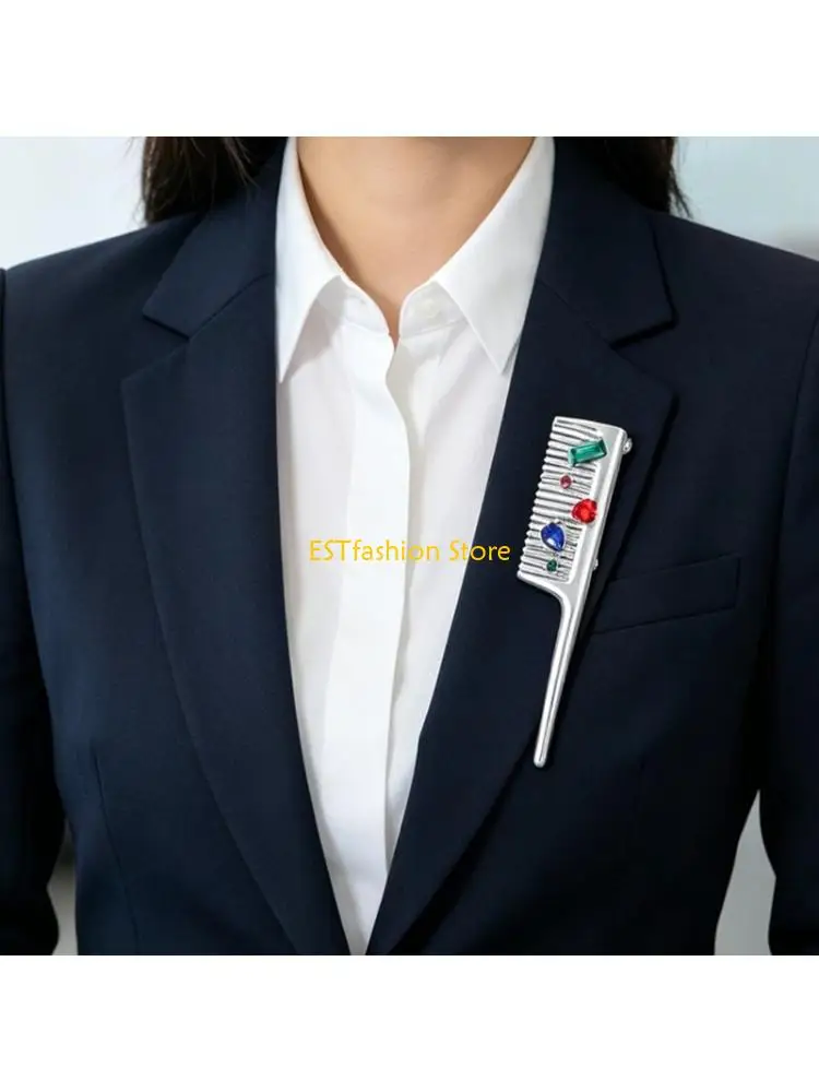 Y5GC Unique Alloy Hair Comb Pin Brooch With Rhinestones Embellishment Perfect For Outfit Decoration And Gifts