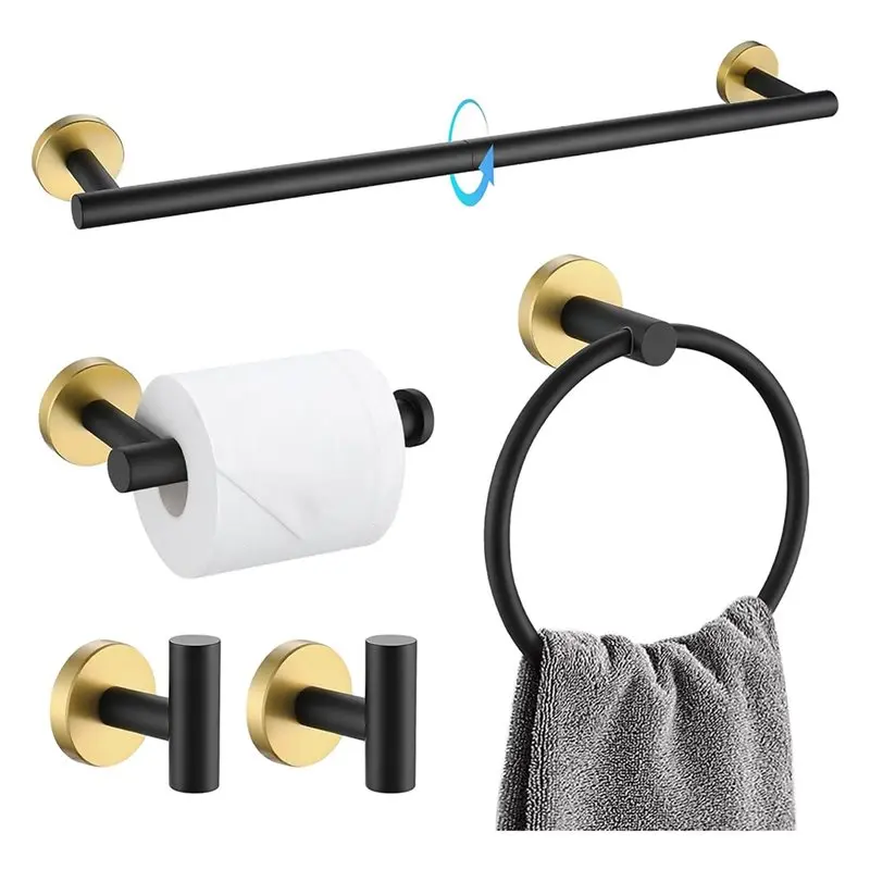 

AB41-For Bathroom Towel Bar Set 5 Pieces Round Stainless Steel Bath 15.75 Inch For Bathroom Accessory Set Towel Racks Wall Mount