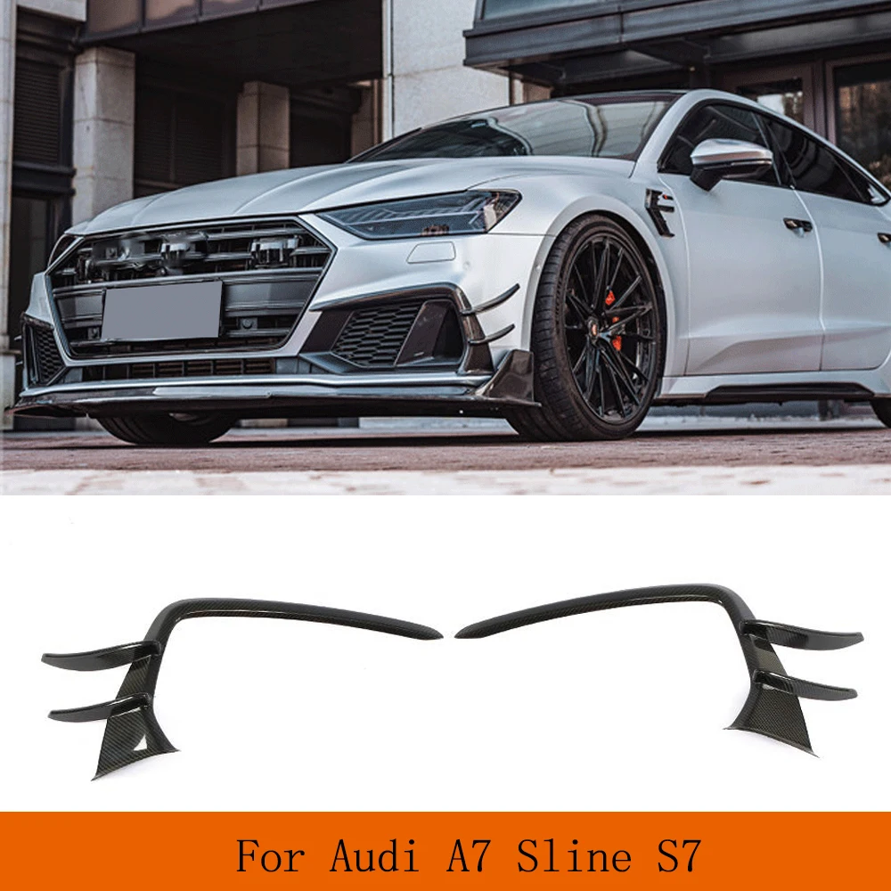 

Car Front Bumper Side Fins Splitters Spoiler for Audi A7-sline S7 2019 2020 Carbon Fiber Trunk Trim Decoration Fog Light Cover