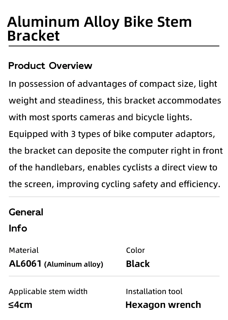 ROCKBROS Fahrradhalterung Frontlicht Lampenfassung Aluminiumlegierung Verlängerungshalter für Fahrradcomputer Wahoo Bryton Garmin Halterung – Detail 2