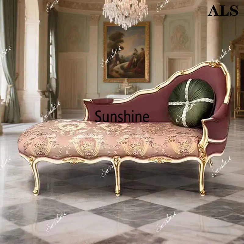 

French light luxury solid wood carving gold-painted concubine chair