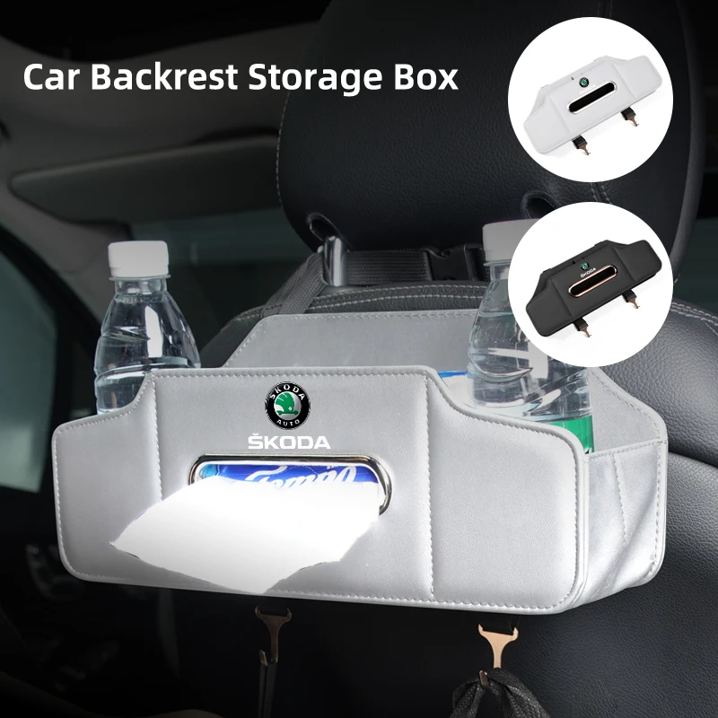 

Car Seatback Storage Case Tissue Box Cup Holder Accessories For Skoda Octavia Rapid Kodiaq Superb Derivative Karoq Kamiq Fabia