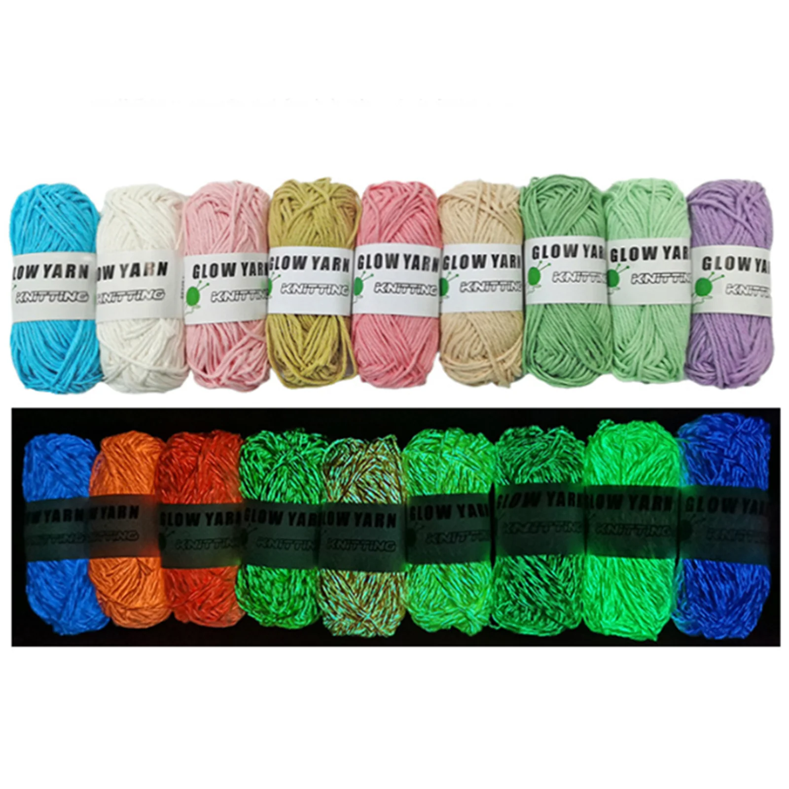 2pcs 50g Pure Cotton Yarn Glowing in the Dark 100% Cotton Yarn Glow in the Dark DIY Doll 2mm 45meters