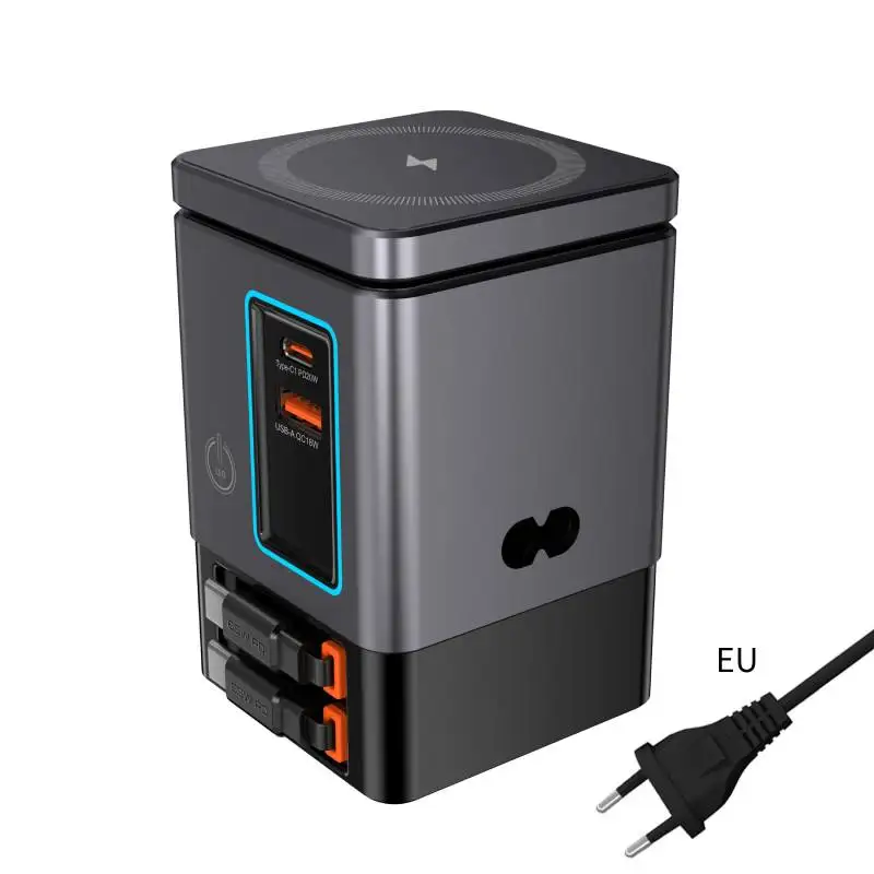 ILEPO 6-in-1-Ladestation mit einziehbarem USB-C-Kabel, Power Combo Tower 105 W, für mehrere Geräte, Schnellladegerät für iPhone Airpod 5