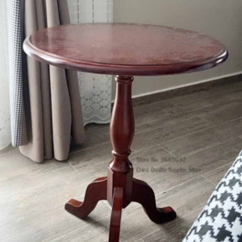 American-style Solid Wood Round Table, Sofa Side Coffee Table, Small Corner Table, Simple Home Furniture, Living Room Accent