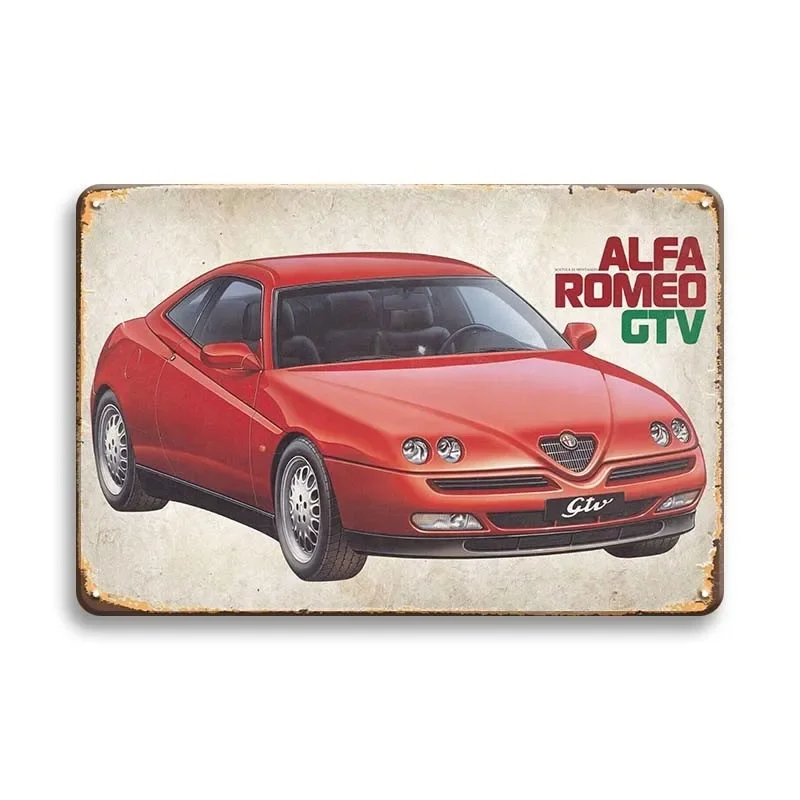 Racing Car Posters Wall Art Stickers - Vintage Vehicle Metal Tin Sign Plaque Retro Tin Painting Home Decor for Garage and Bar