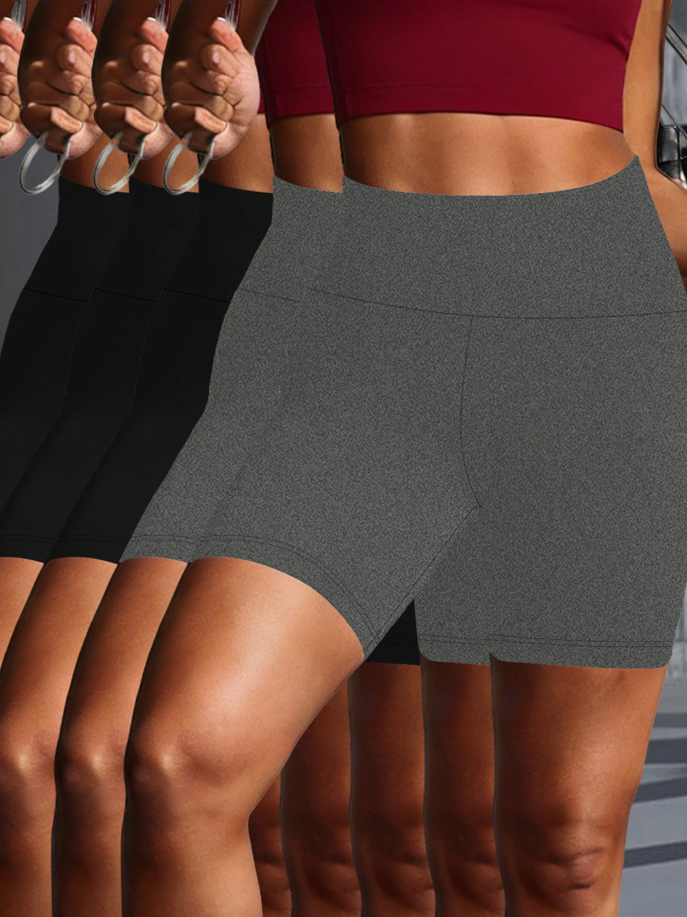 Paquete de 5 Pantalones Cortos de Yoga de Cintura Alta para Mujer, Talla Grande, Suaves y Opacos