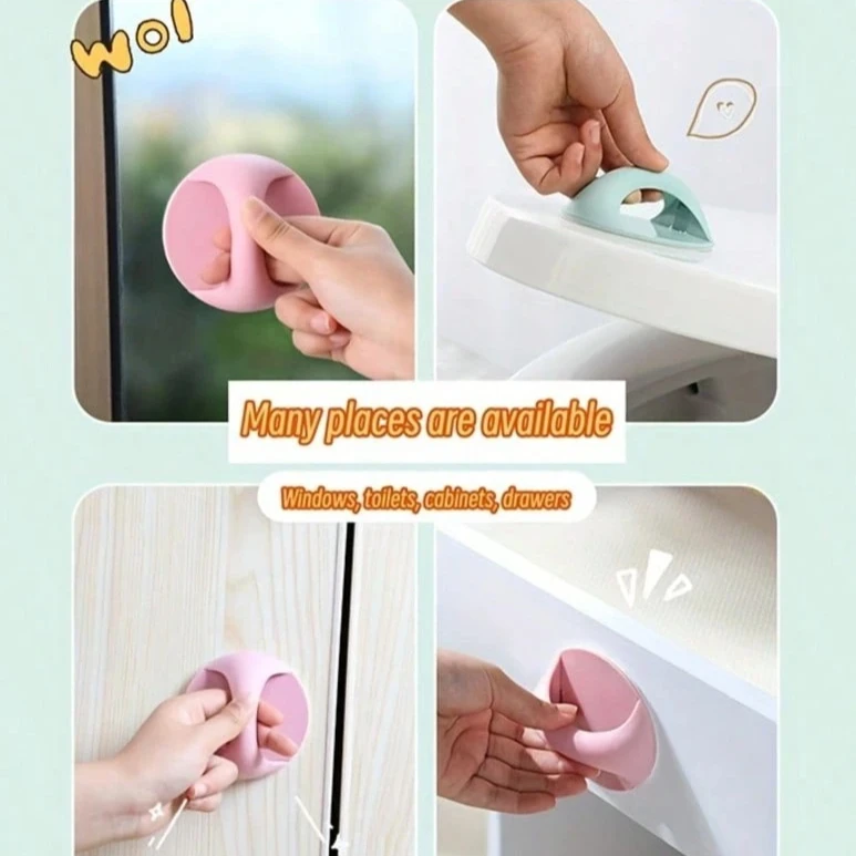 1/4pcs Round Auxiliary Knobs Cabinet Suction Cup Handle Window Sliding Door Self-adhesive Wardrobe Pulls Refrigerator Handle