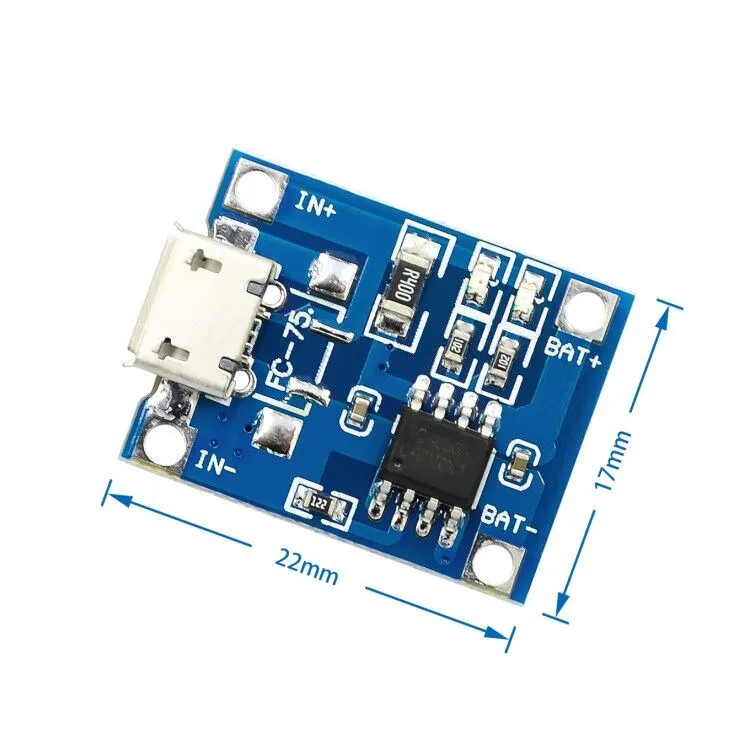 100pcs/lot 5V Micro USB 1A TP4056 18650 Lithium Battery Charging Board With Protection Charger Module