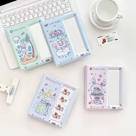 INS Style Cute Cartoon Mini Album Life 4 Cut Card Storage Book Polaroid Four Grid Card Binder Photo Sticker Holder