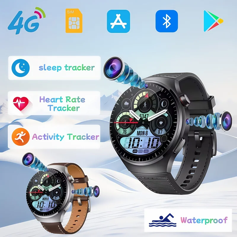 

4G AMOLED Smartwatch B14 HD Двойная камера Wi-Fi Видеозвонок Bluetooth SIM-карта Приложение Google PLAY Загрузка Водонепроницаемые умные часы