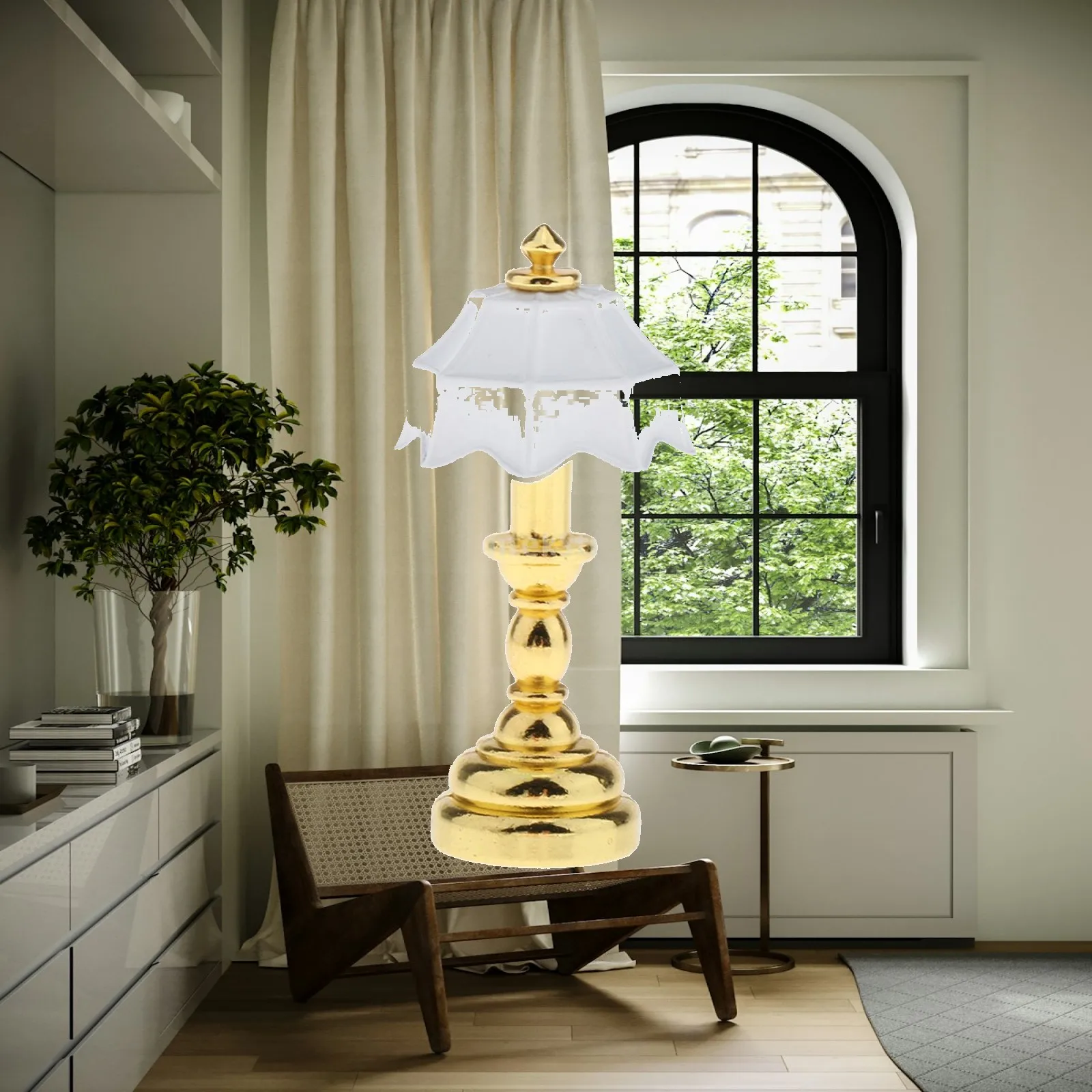 1 12 Scale Miniature Lamp Dollhouse Metal Desk Lamp Decoration for Study Room Bar Counter Accessories