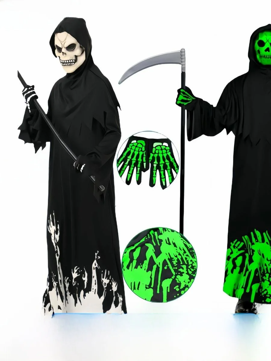 

Детский костюм на Хэллоуин, костюм скелета Bla, ролевой костюм, ночник для выступлений, игра, тема, сценическая этническая одежда, полиэстер