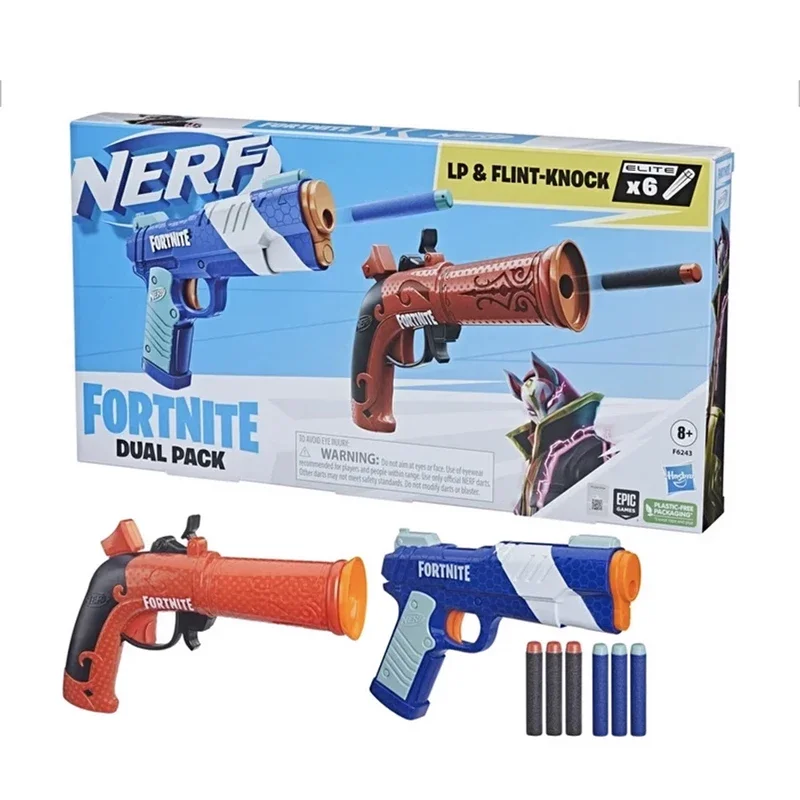 

Hasbro Heat Nerf Fortnite Dual Pack Retro Red and Blue Fortnite Soft Gun Tabletop Case Presents A Boy's Birthday Gift