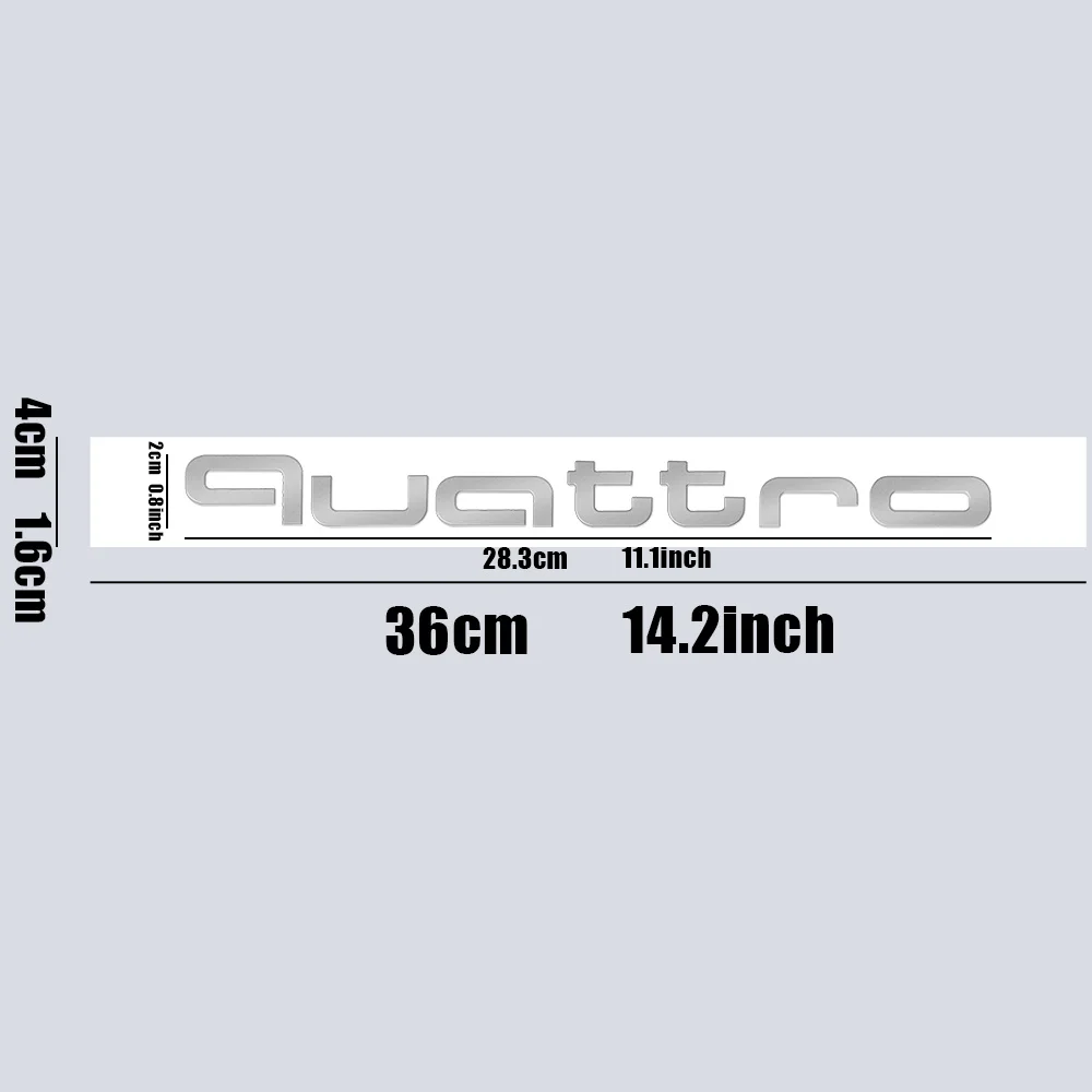 Naklejka Samochodowa 3D Aluminiowa Emblemat Quattro Dekoracja na Klapę Bagażnika Audi TT RS Sline S A4 B8 A3 8P A6 C7 8V B6 B7 S3 SQ5 — 2