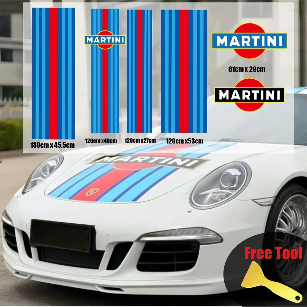 Image of Autoaufkleber Motorhaubenstreifen MARTINIS Racing Türdekor Martini Zubehör für 911 917 917LH 918 Carrera Cabriolet Targa TurboS GT3