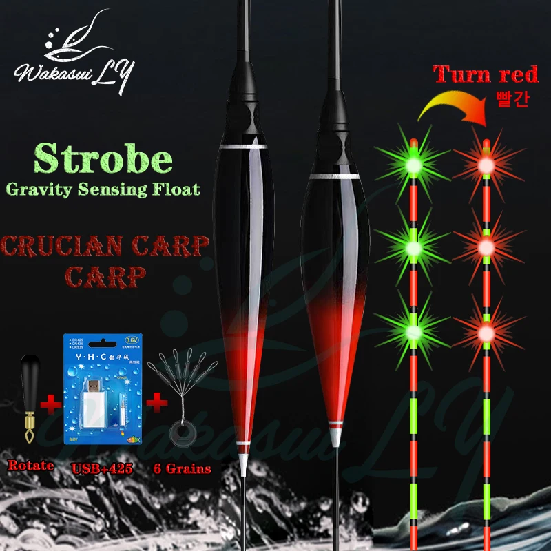 2024Summer New Nano Smart Led Fishing Float+USBCharger Remind Buoy Gravity Sensor Glowing Electric Night Fishing Strobe Turn Red