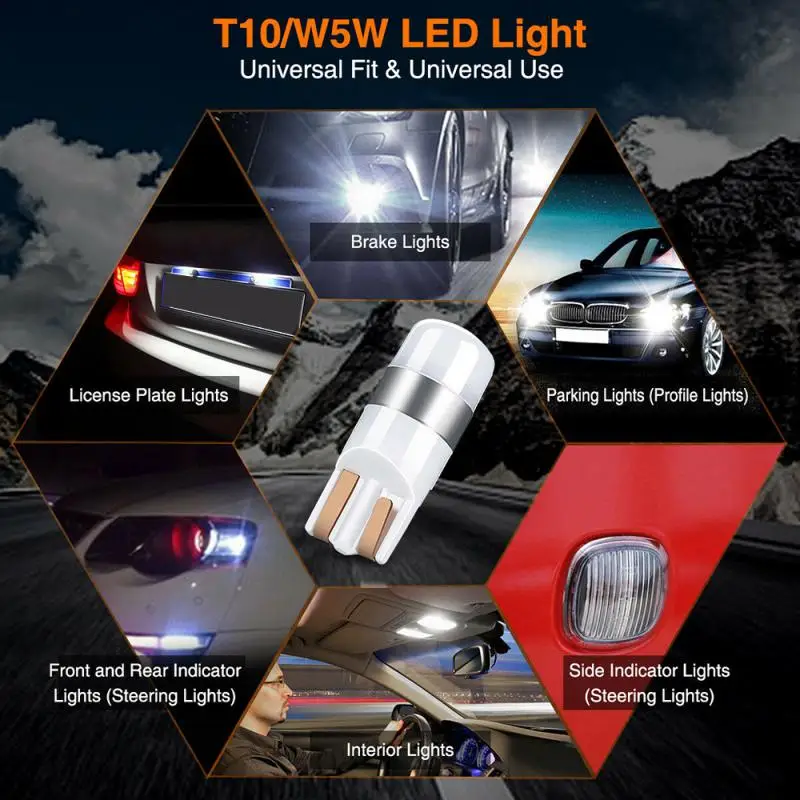 1x Car Light T10 W5W Led Wedge Bulb 3030 1SMD Auto Dome Reading Parking Lights Sidemarker Sidelight Lamp Bulb Headlight Bulbs