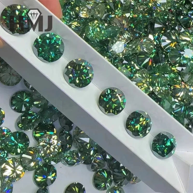 

Loose Moissanite Stones Round Cut Rainbow Green Purple Colour Lab Created Gemstone Diamond Jewelry Making Materials With GRA