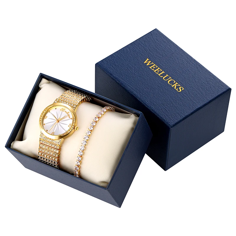 Fashion WEELUCKS Watch for Woman Elegant Full Diamond Jewelry Watch Set Exquisite Gift Set Waterproof Watches Set K1001 Hot Sale