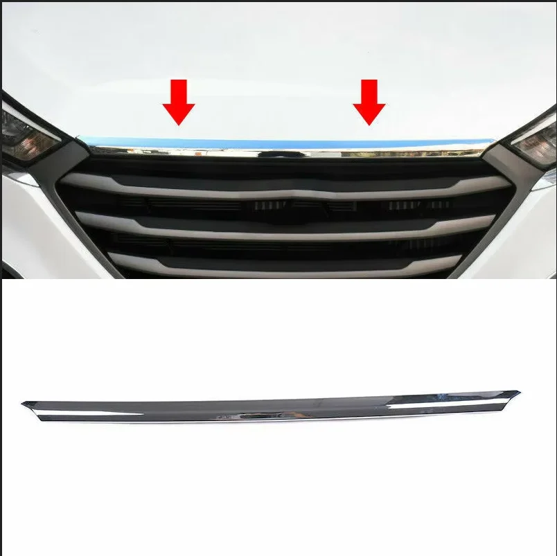 

For Hyundai Tucson 2015-2021 Chrome Front Hood Grill Bonnet Stripe Cover Trim 1Pcs Car modification Auto parts