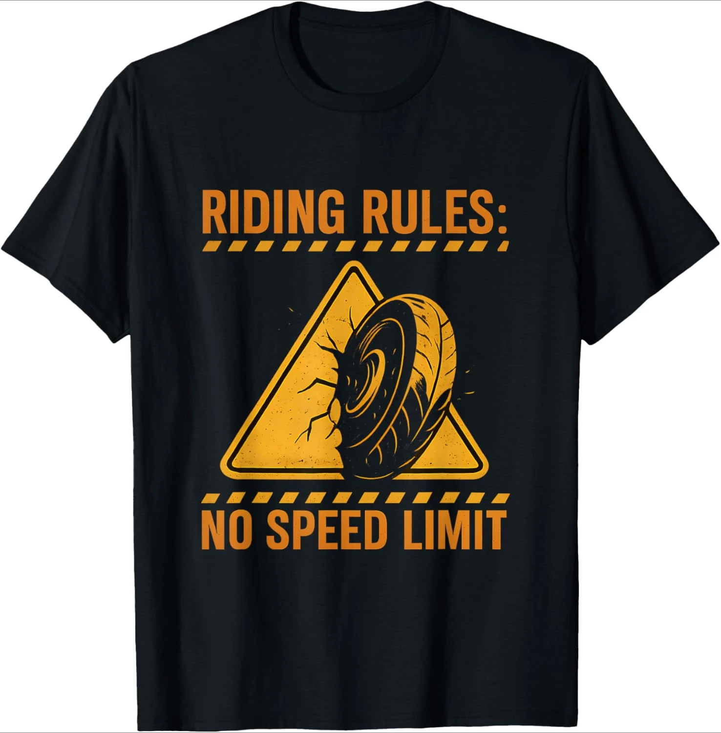 

Riding Rules No Speed Limit Motorcycle Hazard Sign design-100% cotton summer O-neck short sleeve casual printed men's T-shirt.