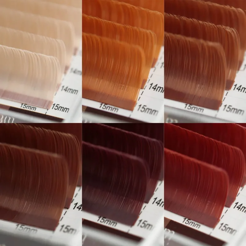SENSE LASHES 16-rzędowa kolekcja Maillard Matowe brązowe rzęsy Mix 8-15 mm Wysokiej jakości naturalne kolorowe pojedyncze rzęsy — zdjęcie 3